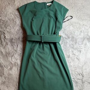 Calvin Klein Green Belted Dress